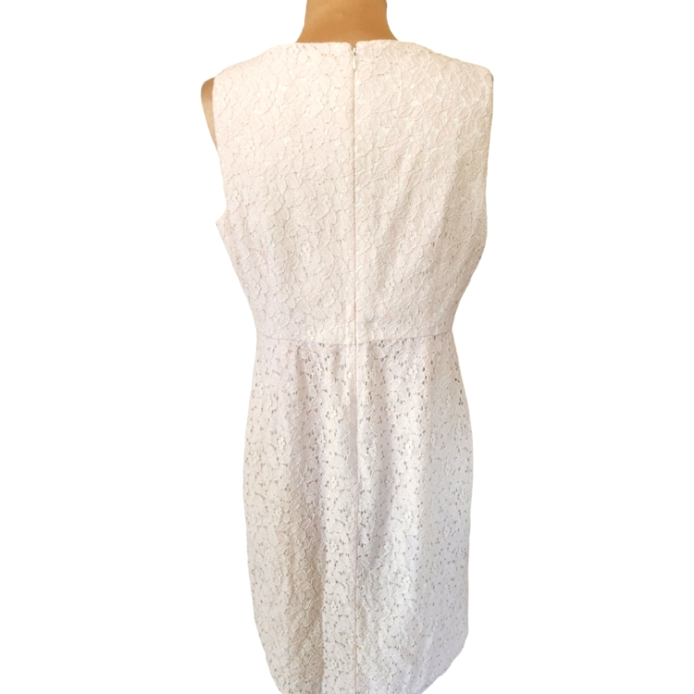 ELIE TAHARI Pale Pink Lace Eyelet Sheath Dress - Size 12 - Picture 7 of 12